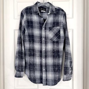 🌸3/$25 🆕 Original Use Button Up Blue and White Men’s Plaid Flannel Shirt, Size S